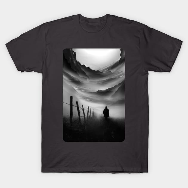 Going Nowhere Black and White Abstract Illustration T-Shirt by StoianHitrov